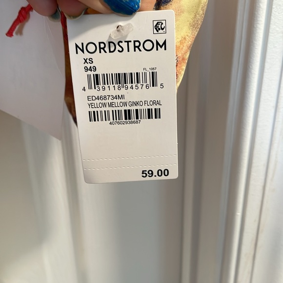 OPEN EDIT YELLOW MELLOW GINKO FLORAL MUTED WRAP CROP TOP BLOUSE SIDE TIE SZ XS - Picture 6 of 13